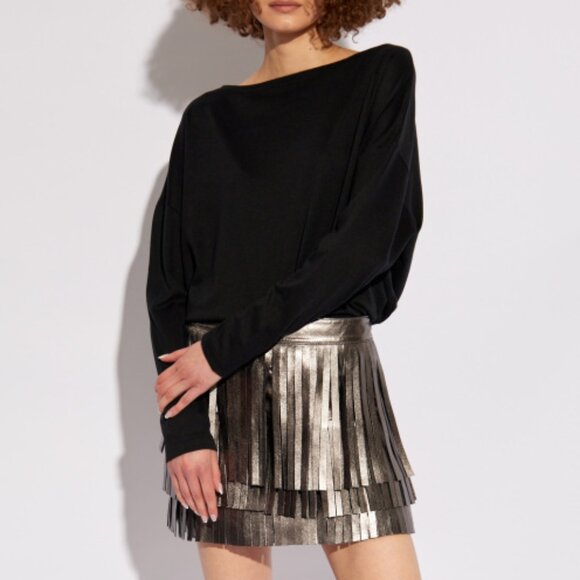 All Saints Oversize Long Sleeved Rita Top In Black Size XS EUC - Picture 2 of 16